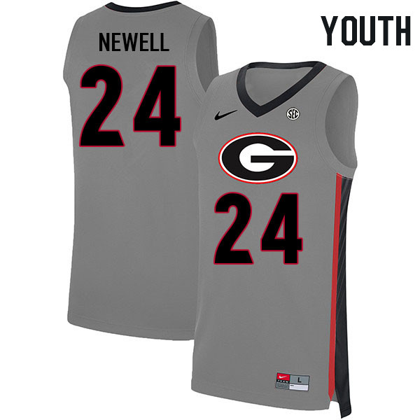 Youth #24 Jaden Newell Georgia Bulldogs College Basketball Jerseys Stitched Sale-Gray